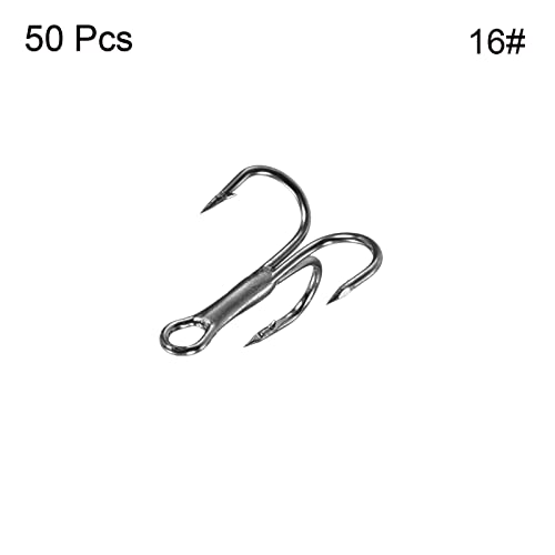 PATIKIL Treble Fish Hooks, Carbon Steel Sharp Round Bend Hook Triple Barbed Hook for Freshwater Saltwater - color: Black, size: 9mm/0.35"