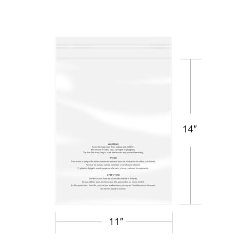 iMailer - 500 Count - 11" x 14" Clear Plastic Poly Bags with Suffocation Warning for Prints, Photos, Documents, Clothing, T-Shirt - Resealable Adhesive,Not Strong - size: 11" x 14", style: Resealable Glue