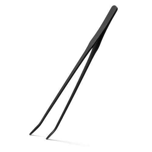 Mandala Crafts Black Curved Aquarium Tweezers for Fish Tanks | 15 Inch Forceps, Rust Resistant Stainless Steel, Trimming Aquatic Plants, Bowls, Terrariums, Freshwater & Saltwater Aquascape - color: Black Curved Tweezers, size: 15 Inches