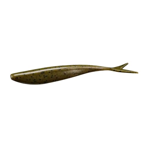 Lunker City Fishing 4.5" Freaky Fish Split Tail Soft Plastic Minnow Bass Lure Stick Bait Shad Jerkbait, 8 Per Bag, Made in The USA - color: 24 Green Pumpkin