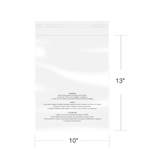 iMailer - 500 Count - 10" x 13" Clear Poly Bags with Suffocation Warning Bags for Prints, Photos, Documents, Clothing, T-Shirt - Resealable Adhesive - size: 10" x 13", style: Resealable Glue