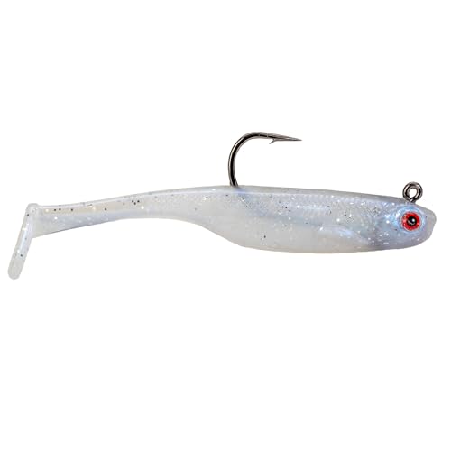 Strike King Homing Minnow Fishing Lure, Pre-Rigged Soft Plastic Swimbait, 3-Pack - color: Pearl, size: 4"