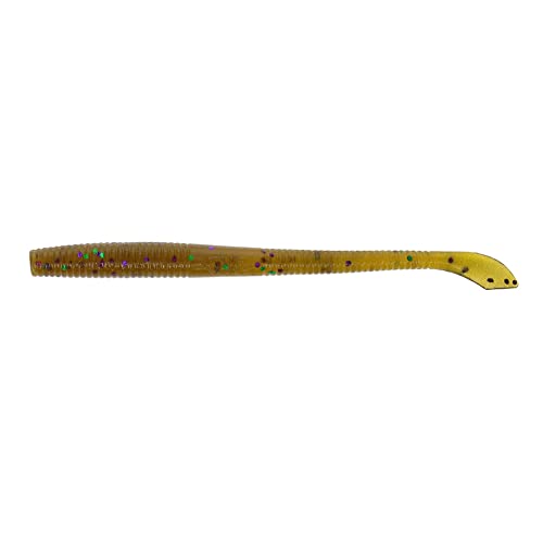 Yamamoto 4" Kut Tail Worm - Realistic Easy-to-Use Soft Plastic Fishing Lure Baits - 20 Pack - style: Green Pumkin With Large Green and Purple