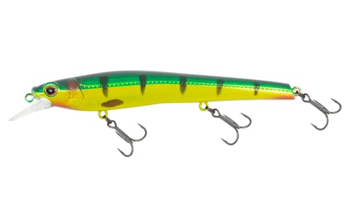 Nomad Design Shikari Fishing Lures, Premium Long-Casting, Shallow Diving, Slow Floating Jerkbait, for Inshore Freshwater Species Such as Bass, to Walleye, to Pike and Musky, 115 SUS FR 4-1/2" 1/2oz - size: 4 1/2" - 1/2oz, style: Perch