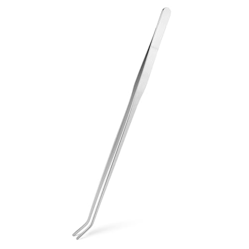 Mandala Crafts Stainless Steel Curved Aquarium Tweezers for Fish Tanks | 15 Inch Forceps, Rust Resistant Stainless Steel, Trimming Aquatic Plants, Bowls, Terrariums, Freshwater & Saltwater Aquascape - color: Stainless Steel Curved Tweezers, size: 15 Inche
