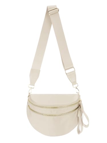 Pure Colour Crossbody Bag Bum Bag for Women,Spacious Purse Fanny Packs Belt Bag,Oversized Bum Bag (Colour Bum Bag-Beige) - color: Colour Bum Bag-Beige