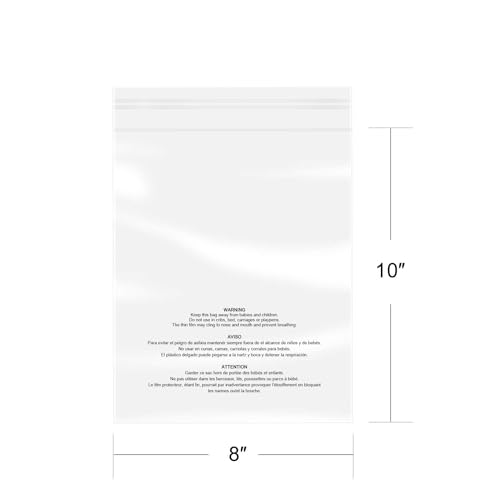 iMailer - 500 Pcs - 8" x 10", Suffocation Warning Self Seal Clear Plastic Poly Bags 1.6 Mil for Clothing, T-Shirt, Brochure, Prints, Handicraft Gift-Permanent Glue - size: 8" x 10", style: Permanent Glue