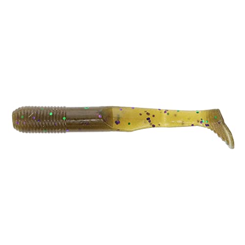 Yamamoto 3.5" Swimming Senko Soft Worm Paddle Tail Fishing Swim Bait Lures - 7 Pack - color: Green Pumpkin with Large Green & Purple Flake