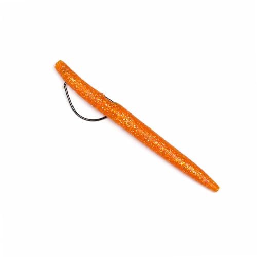 Moose Baits 5" Stickbaits | Worms for Bass Fishing - Premium Stick Bait, Wacky Worms/Soft Plastic Largemouth Bass Rubber Worms, 10 Count Fishing Worms Perfect for Bass Fishing Kit - color: Tangerine