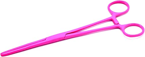 Pink Color Premium Quality Ultimate Set of 6 Pcs Straight & Curved Hemostat Forceps Locking Clamps Stainless Steel Full Serrated Jaws for Better Grip-Ideal for Nurses, Fishing + More - color: Pink Color