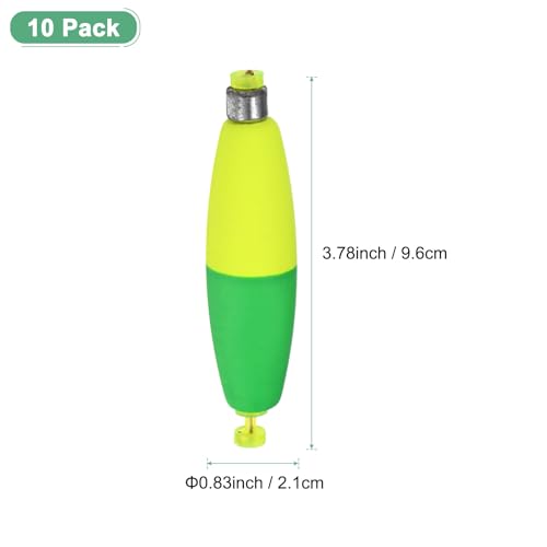 M METERXITY Pack Fishing Bobbers Floats, EVA Foam Weighted Bobbers, Clip-on Floats Slip Corks Floaters Strong Buoys - color: Green & Yellow, size: 3.78" Length