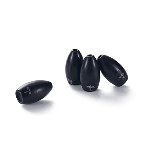 97% Pure Tungsten Flipping Weights - 10 Pack / 5 Pack - Nako Tungsten Weights - Fishing Sinkers for Bass Fishing - color: No Chip Black, size: 1/8 oz - 10 pack