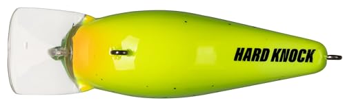 Strike King KVD 1.5 Hard Knock Fishing Lure, 3/8 oz, 3D Lifelike Eyes - color: Chartreuse with Blue / Black Splatterback, size: 3/8oz