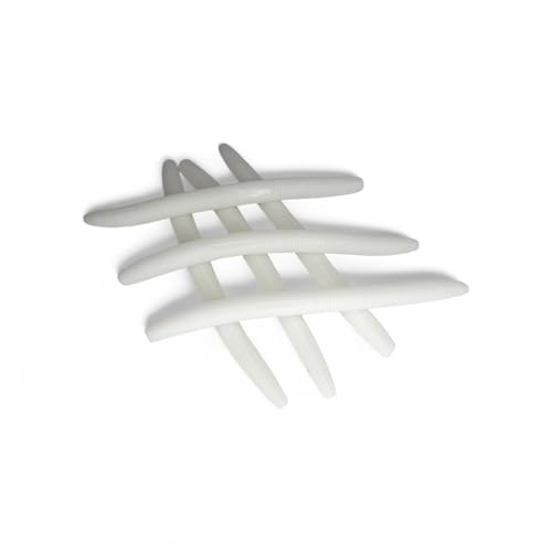 Moose Baits 5" Stickbaits | Worms for Bass Fishing - Premium Stick Bait, Wacky Worms/Soft Plastic Largemouth Bass Rubber Worms, 10 Count Fishing Worms Perfect for Bass Fishing Kit - color: White