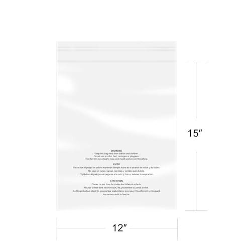 iMailer - 500 Pcs - 12" x 15" Poly Bags with Suffocation Warning Self Seal- Clear Shipping Bags 1.6 Mil for Clothing, Shirts, Packaging - Permanent Adhesive - size: 12" x 15", style: Permanent Glue