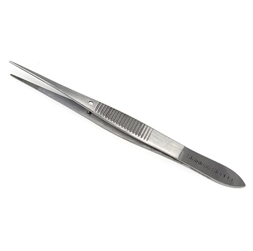 Iris Eye Dressing Forceps 4", Straight, Serrated Tips