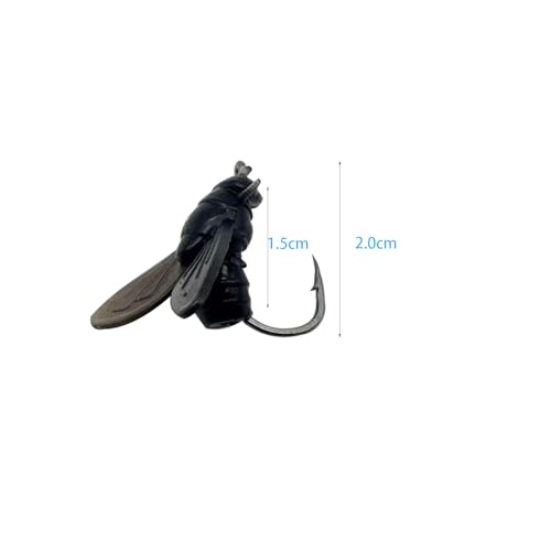 40pcs/Set Black Bionic Fly Fishing Bait Hooks Dry Soft Artificial Flies Fly Fishing Lures Flies Spinner Swim Baits Fly Fishing Hook Lures Trout Jigs Swimbaits Size:15mm