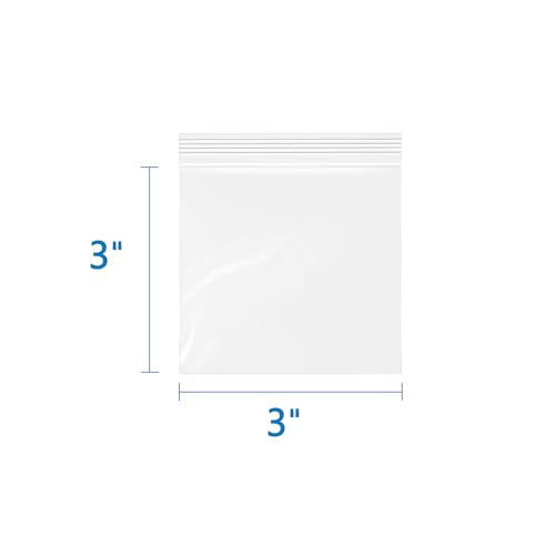 iMailer - 6 Mil Heavy Duty Zip Bags with Resealable Zip Top Lock - 3" x 3" 500 Pack - Reusable Plastic Bags for Food, Crafts, and Hardware Storage - Multipurpose and Durable - size: 3" x 3" 500 PACK