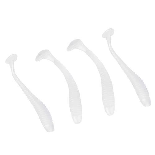Akozon 50PCS Soft Plastic 5cm Fishing Lures, Ttail Grub Worm Bait, Fish Tackle Accessory in Vibrant Orange Color, Ideal for Fishing Enthusiasts - Pack of 50 - color: White