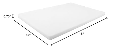 Thick White 18x12 Plastic Restaurant Cutting Board, 0.75 Inch Thick HDPP Poly - NSF Approved for Food Service, Dishwasher Safe - 3/4" Thickness - color: White, size: 18"L x 12"W