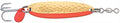 Luhr Jensen Krocodile Spoon w/Treble Hook - style: Hammered Brass/Fire Side Stripe, 3/8 Oz - 2 1/8 Inch
