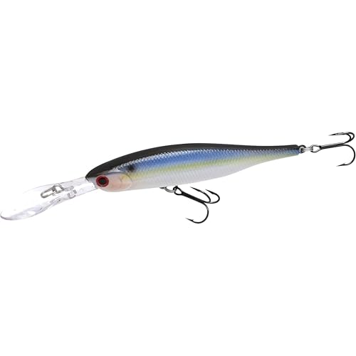 LUCKY CRAFT Lightning Staysee 90SP Freshwater Fishing Lures, Suspending Jerkbait with Long Bill, Fishing Gear for Bass, Smallmouth, Walleye, Pike, Tackle Box Accessories - color: 183 Pearl Threadfin Shad