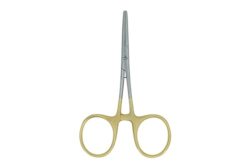 Kingfisher Fishing Accessory Fly Fishing Fat Finger Clamp Forcep Hemostat, Straight - color: Gold, size: 5 Inch