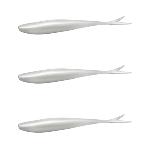Lunker City Fishing 4.5" Freaky Fish Split Tail Soft Plastic Minnow Bass Lure Stick Bait Shad Jerkbait, 8 Per Bag, Made in The USA - color: 36 Albino Shad