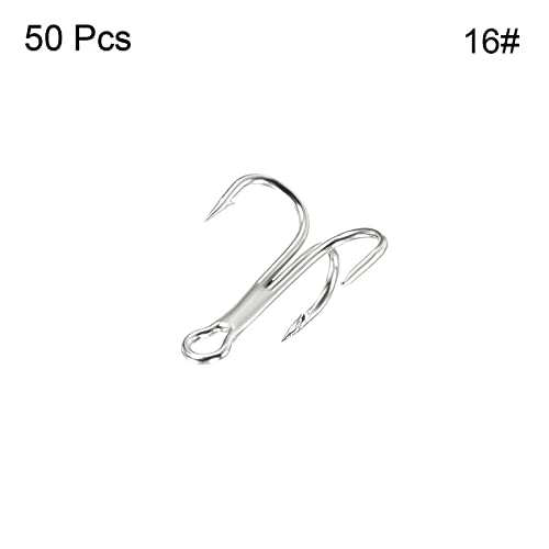 PATIKIL Treble Fish Hooks, Carbon Steel Sharp Round Bend Hook Triple Barbed Hook for Freshwater Saltwater - color: White, size: 9mm/0.35"