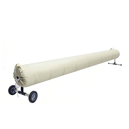 Pool Solar Reel Cover with Adjustable Strap, Waterproof Cover for Solar Blanket, 420D Heavy Duty Swimming Solar Reel Storage for Above Ground & Inground Pool (Beige,18 FT) - color: Beige, size: 18 FT