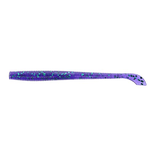 Yamamoto 4" Kut Tail Worm - Realistic Easy-to-Use Soft Plastic Fishing Lure Baits - 20 Pack - style: Junebug Purple With Emerald