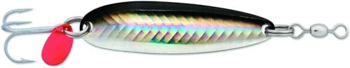 Luhr Jensen Krocodile Spoon w/Treble Hook - style: Black Silver Reflex, 1/4 Oz - 2 1/8 Inch