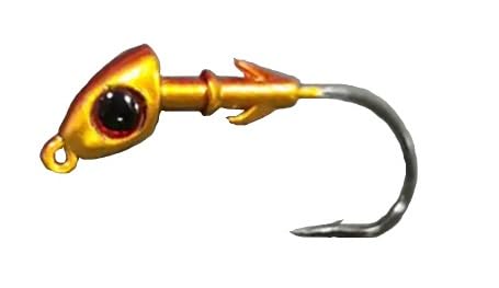 Jig Heads for Fishing with Super Sharp Black Nickel Hooks - Double Locking Bait Stays & Multi-Color 3D Eyes - Perfect for Freshwater & Saltwater Fishing - color: Gold, size: 1/4 oz - 5 Pack
