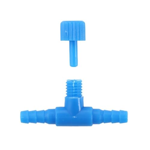 Pokinge 20pcs Aquarium Control Valve, 2 Way Air Valve Aquarium Regulator Pipe Connector, Plastic T-Shaped Air Line Tube Valves for 4 mm Hose Air Line Tubing Connector