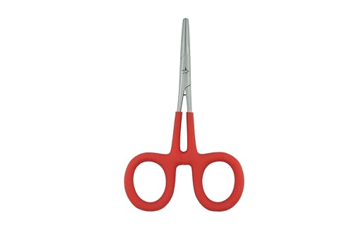 Kingfisher Fishing Accessory Fly Fishing Soft Grip Clamp Forcept Hemostat for Fly Fishing Hook Removal, Straight - color: Red, size: 5 Inch