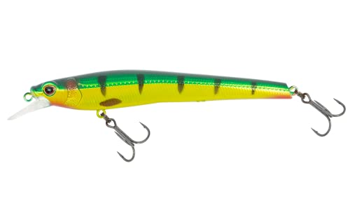 Nomad Design Shikari Fishing Lures, Premium Long-Casting, Shallow Diving, Slow Floating Jerkbait, for Inshore Freshwater Species Such as Bass, to Walleye, to Pike and Musky, 115 SUS FR 4-1/2" 1/2oz - size: 3 3/4" - 3/8 oz, style: Perch