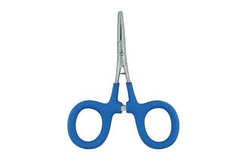 Kingfisher Fishing Accessory Fly Fishing Soft Grip Clamp Forcept Hemostat for Fly Fishing Hook Removal, Straight - color: Blue, size: 4 Inch