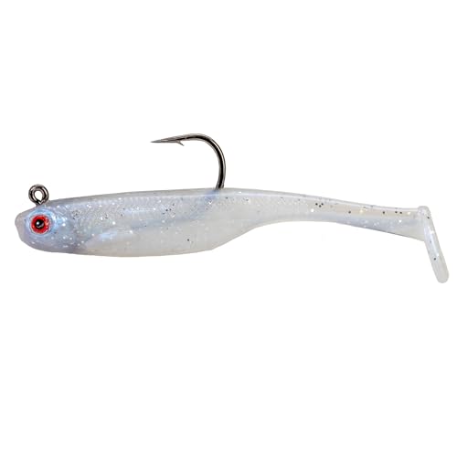Strike King Homing Minnow Fishing Lure, Pre-Rigged Soft Plastic Swimbait, 3-Pack - color: Pearl, size: 4"