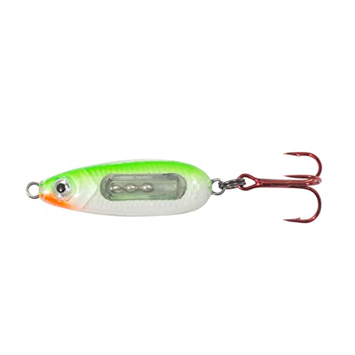Northland Fishing Tackle Glass Buck-Shot Ice Fishing Jigging Spoon, Assorted Sizes & Colors for Walleye, Perch, and Crappie - color: Super-Glo Perch, size: 3/32 Oz
