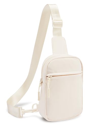 CHOLISS Small Sling Bag for Women and Men, Crossbody Bags Trendy Fanny Packs Chest Bag with Extended Strap - color: A02 Ivory
