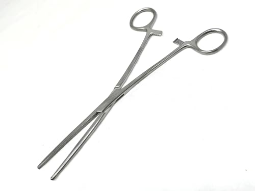 2 Pc 8" Locking Straight & Curved Stainless Steel Hemostat Forceps Set Ideal for EMT, Firefighter, Dental, Hobby, Fishing, Electronics, Pruning, Taxidermy + More
