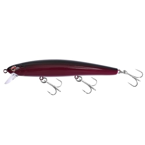 LITTMA California Surf Fishing Lures Saltwater Jerkbait Crankbait Surf Minnow 110/125 - Metallic Sardine Super Glow & Pearl Pink Belly Glow Lures for Halibut & Striper Fishing - color: Black Purple, size: 110mm - 5/8oz