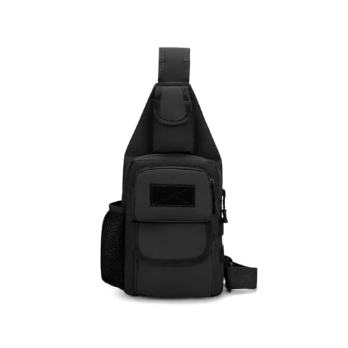 Sling Bag Crossbody Backpack for Men, Tactical Chest Shoulder Bags Daypack | Camouflage Cross Body Bag with Convertible Waterproof Shoulder Strap Trendy Casual Daypacks and Water Bottle Holder Chest Bag - color: Black