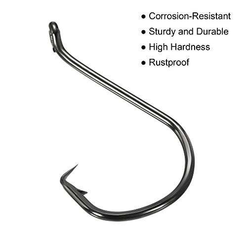 PATIKIL Fishing Circle Hooks Carbon Steel Offset Hook with Barbs for Freshwater Saltwater - size: 50mm/1.97"