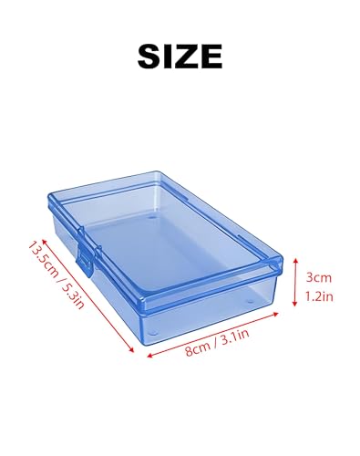 LJY 12 Pieces Rectangular Empty Mini Clear Plastic Organizer Storage Box Containers with Hinged Lids (5.3 x 3.1 x 1.2 inch, Blue) - color: Blue, size: 5.3 x 3.1 x 1.2 inch