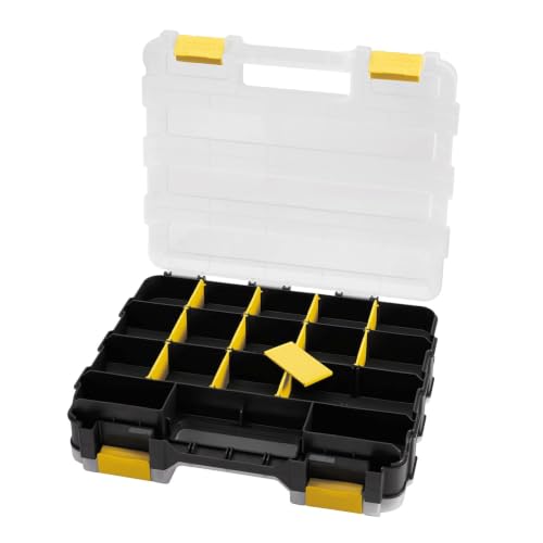 Hardware Organizer Box 34 Compartments Small Parts Organizer with Removable Dividers Durable Plastic Double Side Tools Box Screw Organizer For Nuts, Bolts, Screws, Nails, Small Hardware (Yellow) - color: Yellow, size: 1 PACK