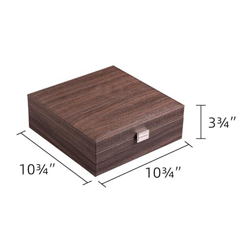 Frebeauty Earring Organizer Classic Jewelry Box 50 Slots Double Layer Jewelry Storage Case with 6 Necklace Hook and Bracelet Pocket(Tree Brown) - color: Tree Brown