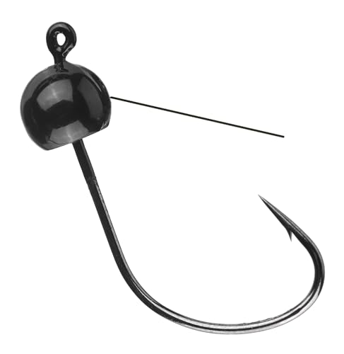 Reaction Tackle Tungsten Bladed Underspin Swimbait Hooks, Weighted Weedless Jig Heads for Bass, Pike, and Musky, Freshwater and Saltwater Fishing (3-Pack) - color: Black, size: 3/16 oz Weedless