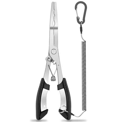 420 Stainless Steel Fishing Pliers, Multi-functional Fishing Tools Hook Remover Line Cutter Pliers, Lockable Handy Fishing Gear for Saltwater Freshwater, Gifts for Men