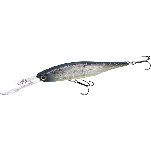 LUCKY CRAFT Lightning Staysee 90SP Freshwater Fishing Lures, Suspending Jerkbait with Long Bill, Fishing Gear for Bass, Smallmouth, Walleye, Pike, Tackle Box Accessories - color: 371 Bone Pro-Blue